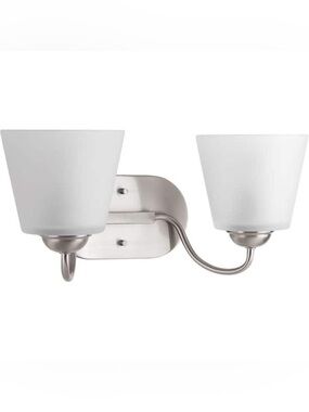 2-Light White Glass Bathroom Vanity Sconce in Brushed Finish